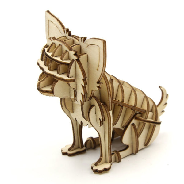 Chihuahua Dog Puzzle Wooden Toy Hand Cut With Scroll Saw Figurine