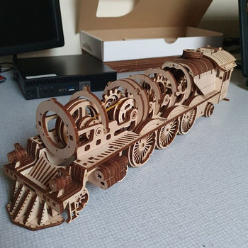 V-Express Steam Train by UGears - build your own moving engine - Mechanical Models UK