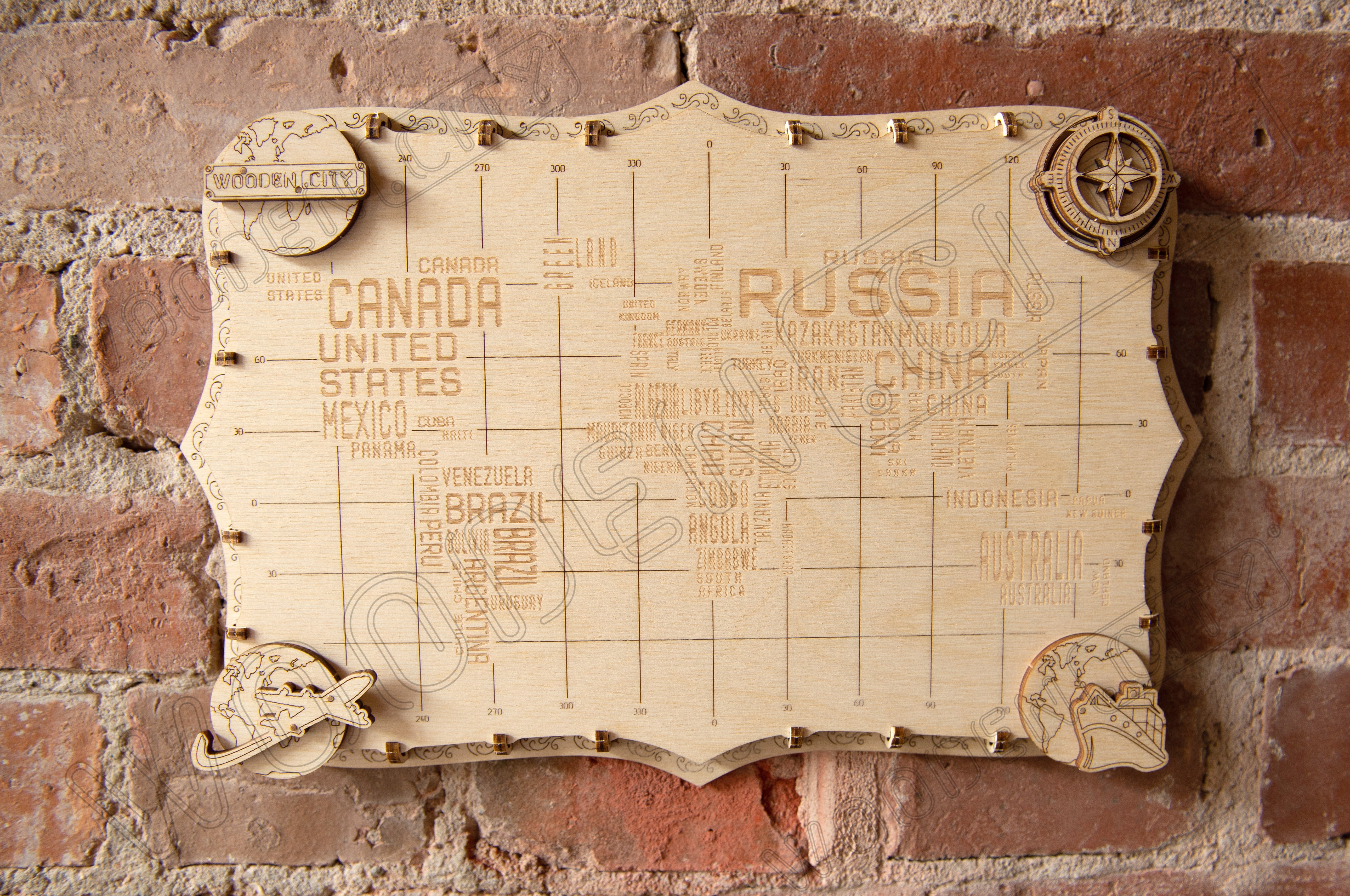 Map Model Kit 🗺️ World Map Model Kit – Expedition Series “Words” – Mechanical Models