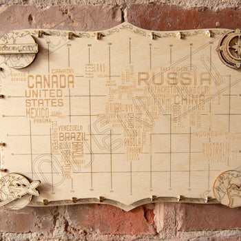 World Map Expedition Series Words - Mechanical Models UK - Wooden City