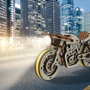 Cafe racer - mechanical model by Wooden City - Mechanical Models UK