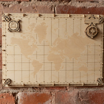 World Map Expedition Series Dots - Mechanical Models UK - Wooden City